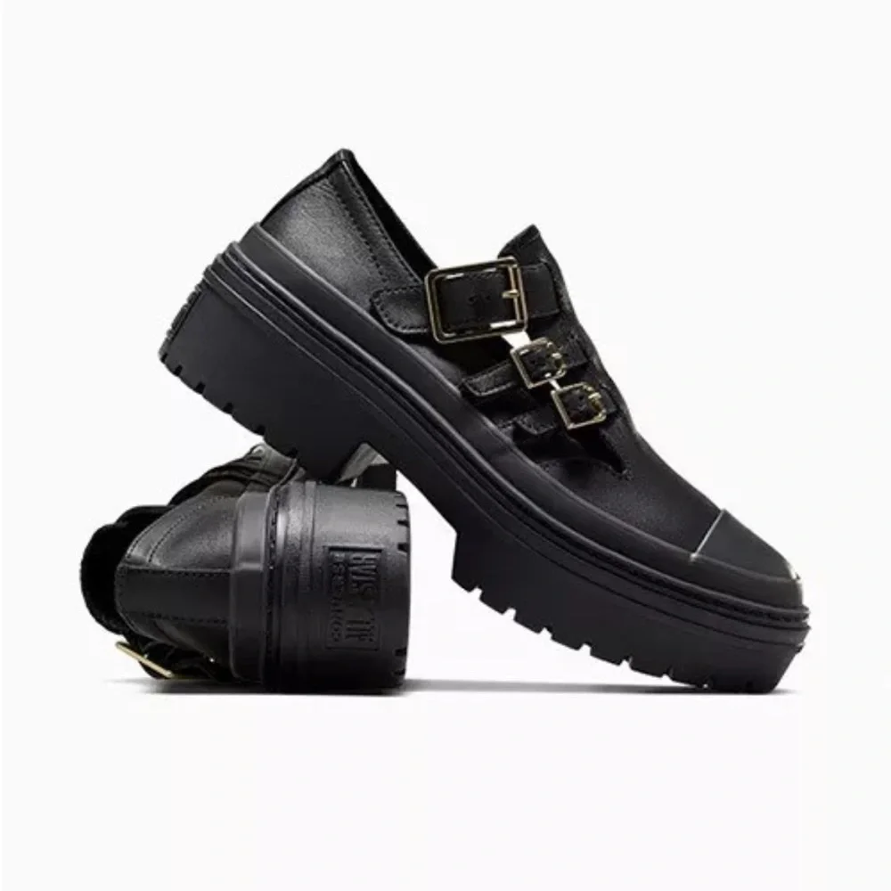 Converse Leather Platform Buckle Mary Jane Shoes